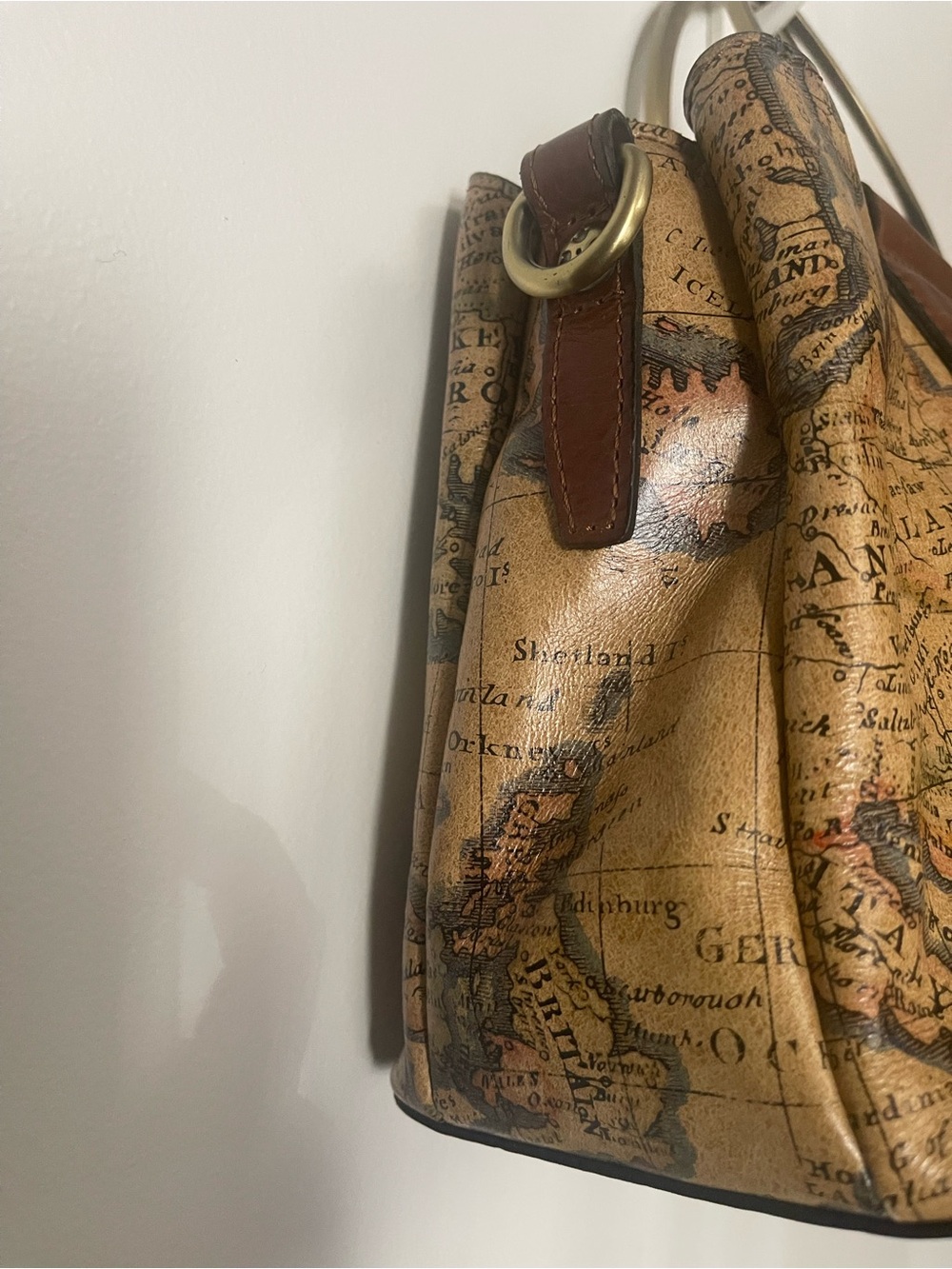 Patricia Nash Map-Print Satchel with Brass Ring Handle in Brown - Picture 3 of 16